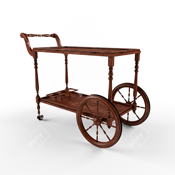 Classic Wooden Serving Table with Bottle Holder - MIRANDOLA M1078 3D model image 1