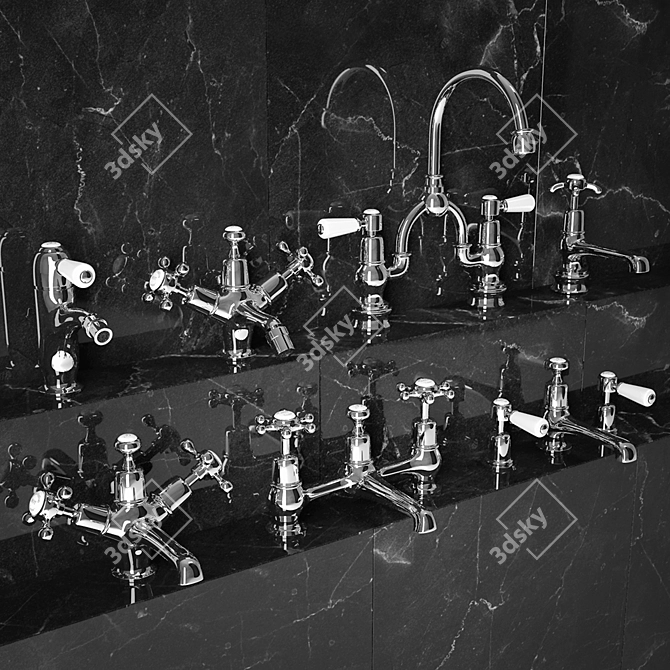 Burlington Basin Tap Set with 4 Handle Styles 3D model image 1