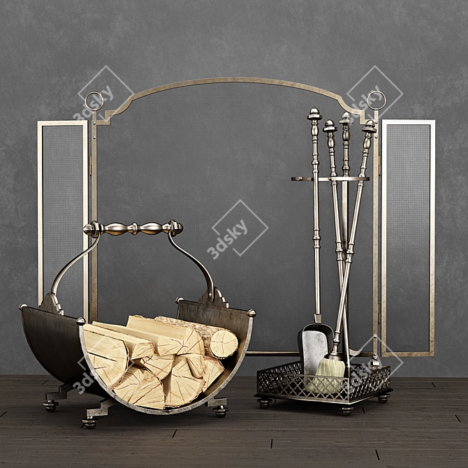 Pierfon Patina Fireplace Set 3D model image 1