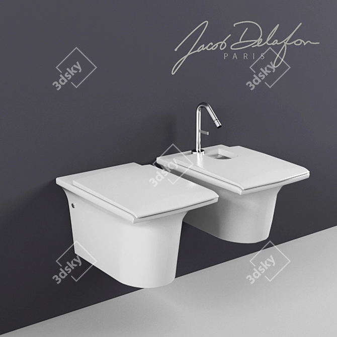 Jacob Delafon Stillness Wall-Hung WC & Bidet Set 3D model image 1