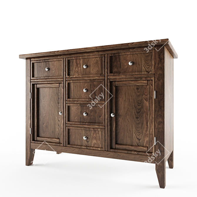 Classic Cherry Wood Vintage Chest 3D model image 1