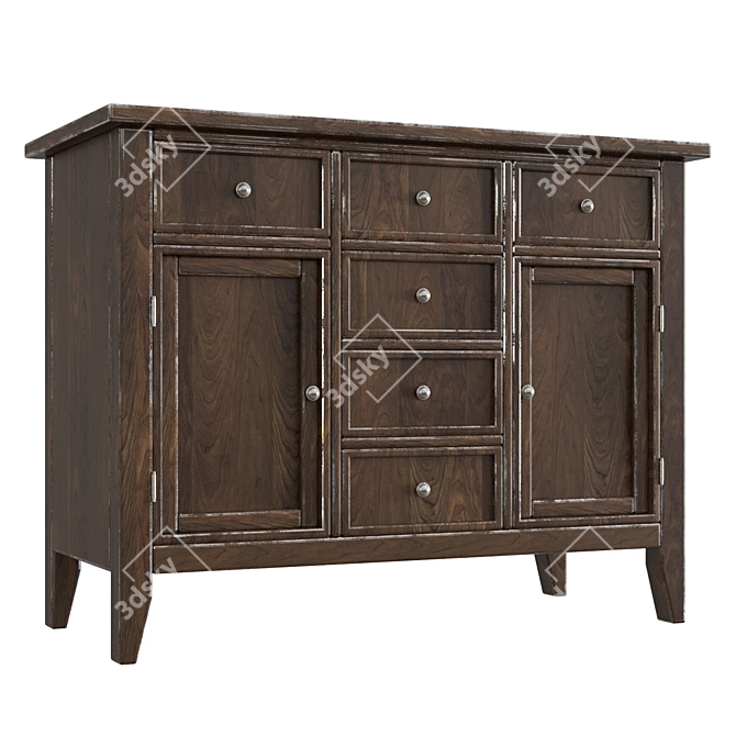 Classic Cherry Wood Vintage Chest 3D model image 3