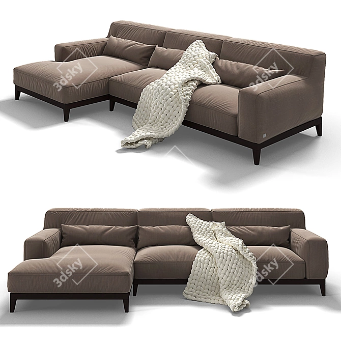 Elegant Swing 2-Seater Sofa 3D model image 1