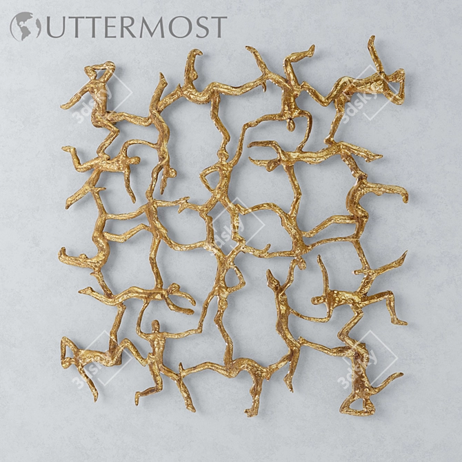 Golden Acrobats Wall Art 3D model image 1