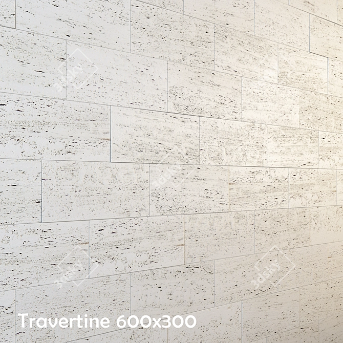 White Travertine Floor Tiles 3D model image 1