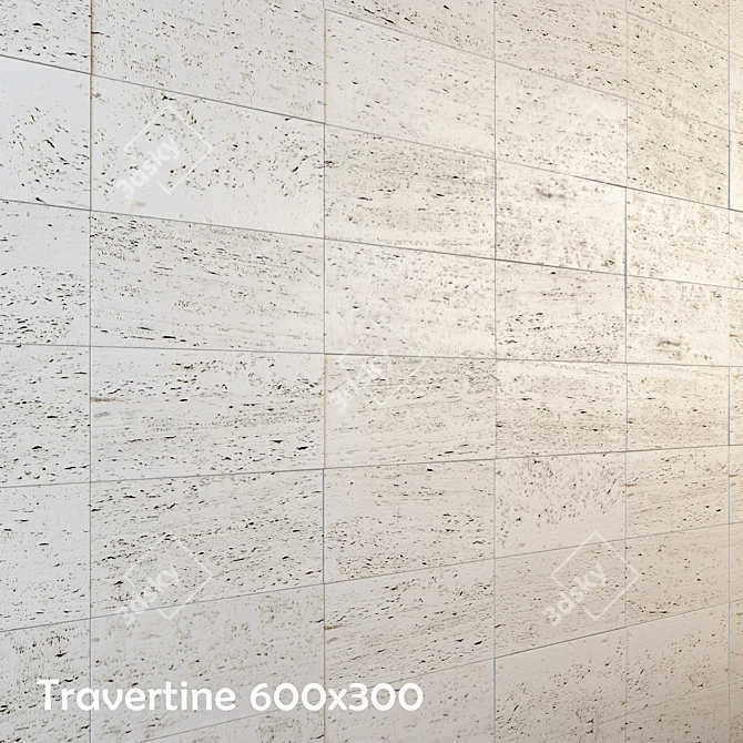 White Travertine Floor Tiles 3D model image 2