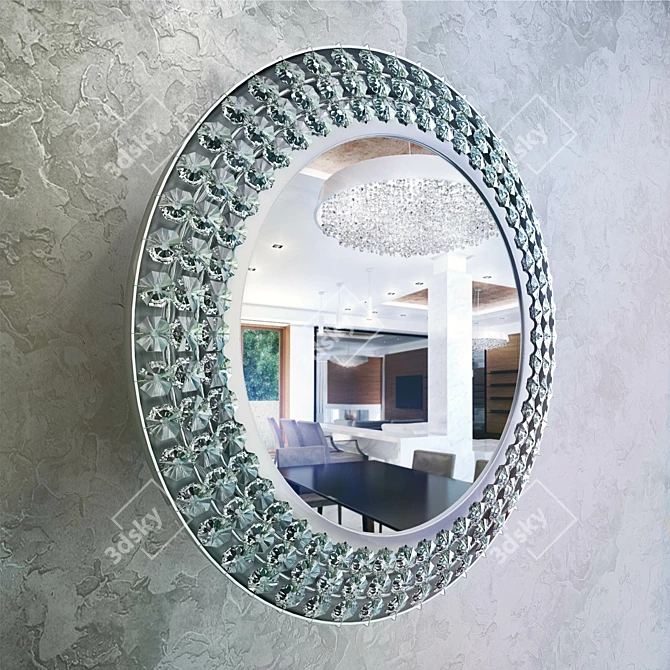 Hollywood Regency Crystal Mirror 3D model image 1