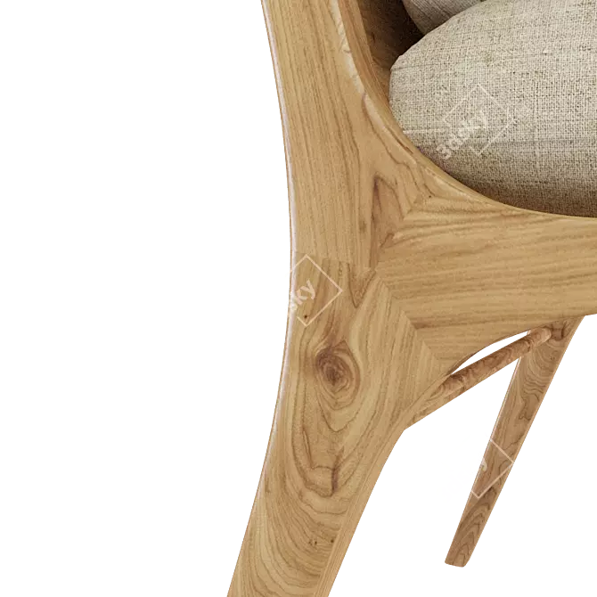 Ren Wood Dining Chair 3D model image 3