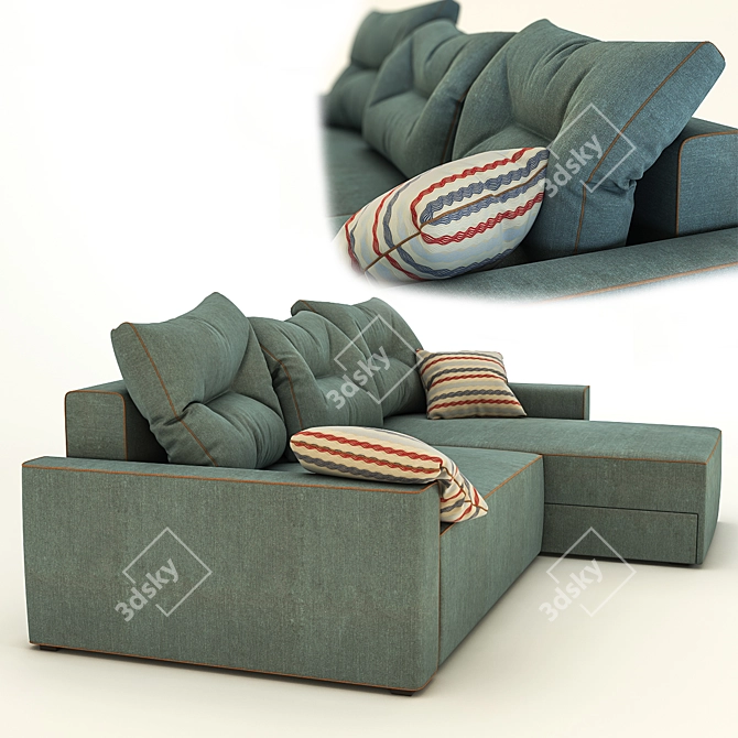 Modern Corner Sofa Set 3D model image 2