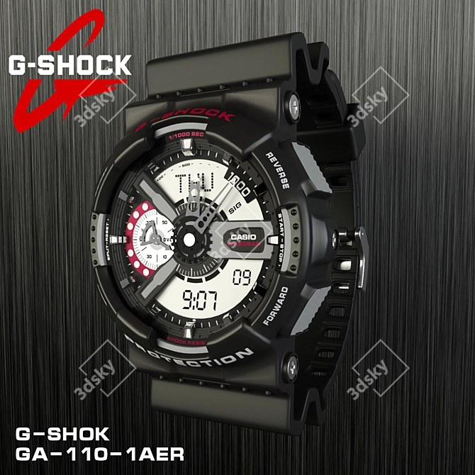 Title: CASIO G-SHOCK GA-110-1AER: Sleek Design, Powerful Performance 3D model image 1