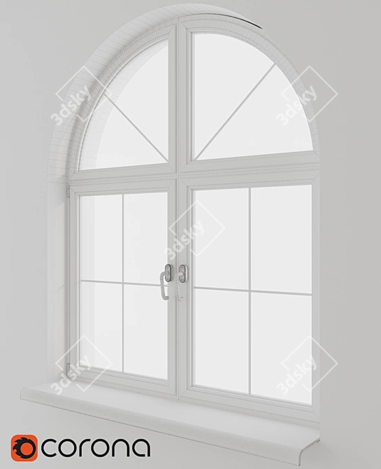 Elegant Arched Window Design 3D model image 3