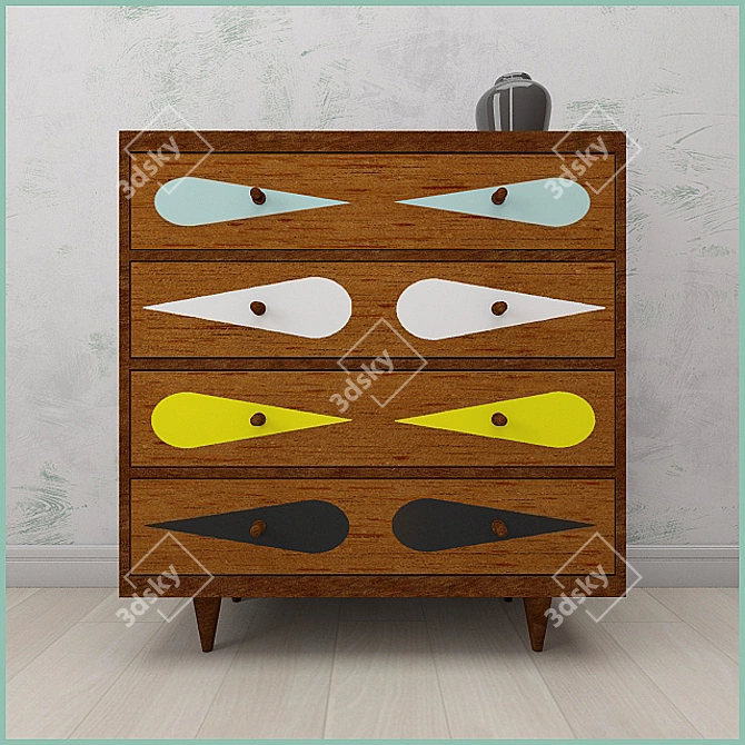 Elegant Oak Chest of Drawers 3D model image 1