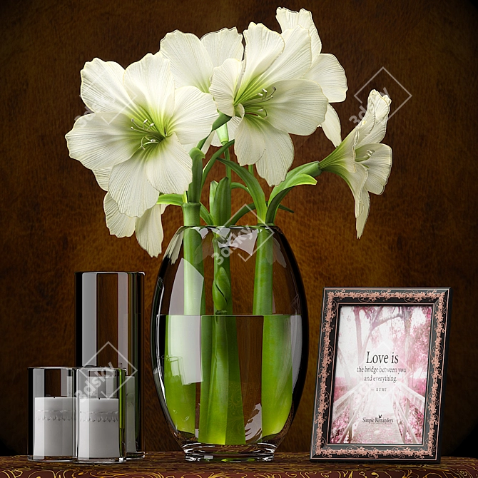 Sunshine Blooms: Light Yellow Amaryllis 3D model image 1