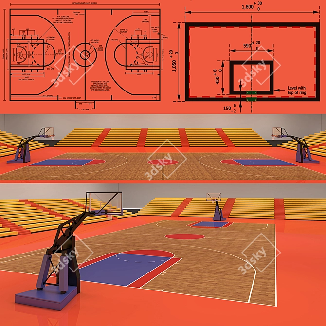 Ultimate Hoops Court 3D model image 1