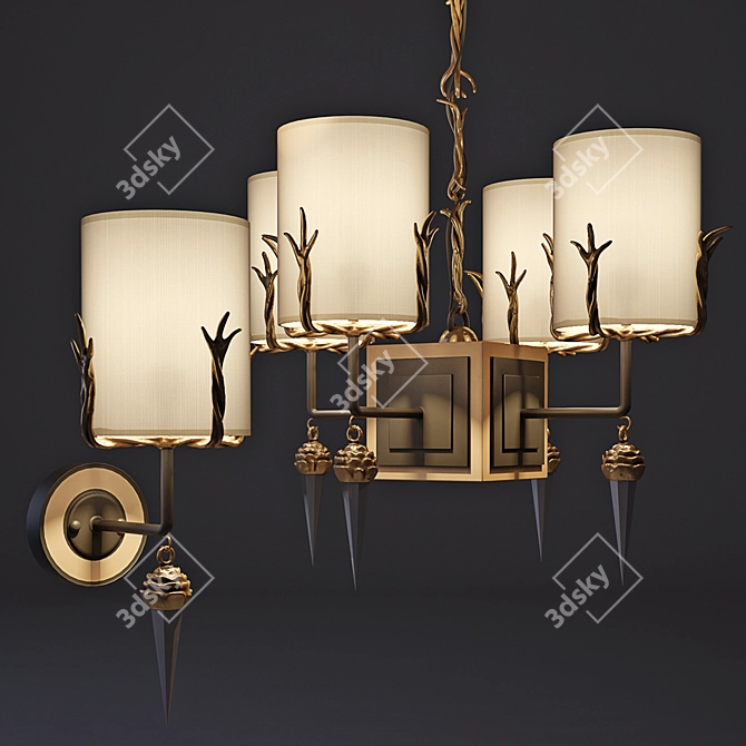 Diego Chandelier and Sconces Set 3D model image 1