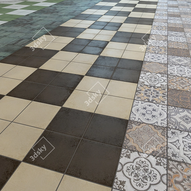 Stylish "BARBER" Floor Tiles 3D model image 1