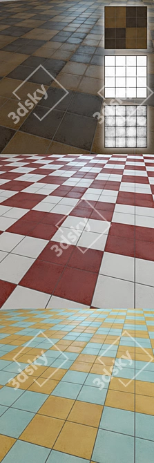 Stylish "BARBER" Floor Tiles 3D model image 2