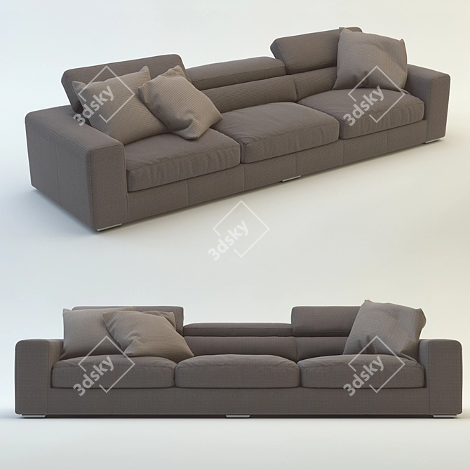 Elegant Three-seater Sofa 3D model image 1