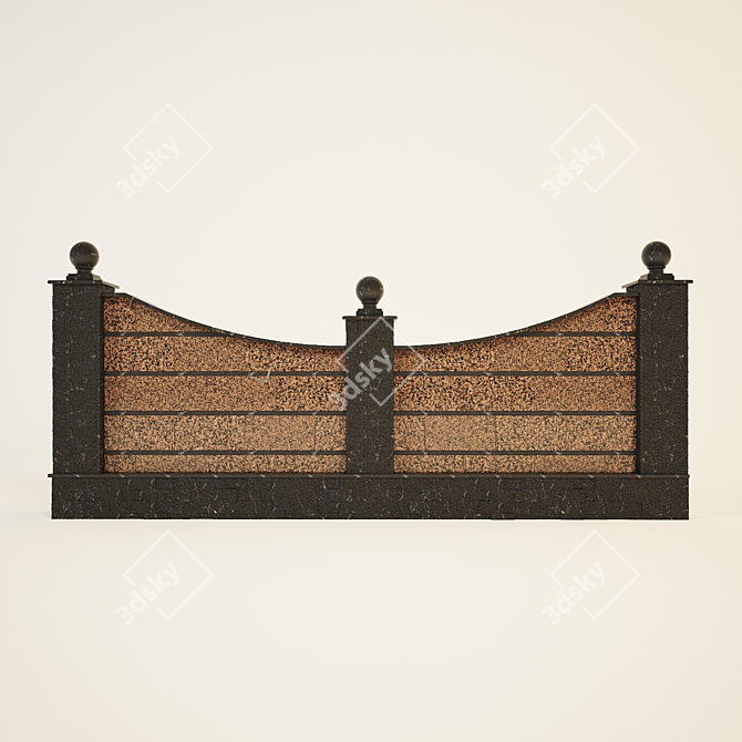 Granite Slab-Lined Fence 3D model image 1