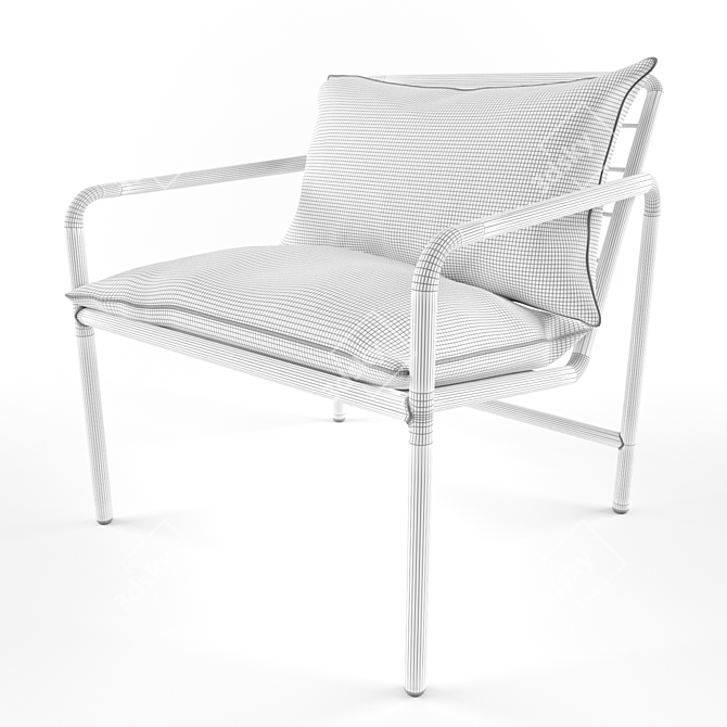 Modern Metal Armchair: Tube + Grid 3D model image 2