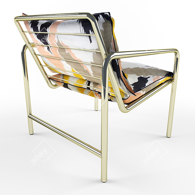 Modern Metal Armchair: Tube + Grid 3D model image 3