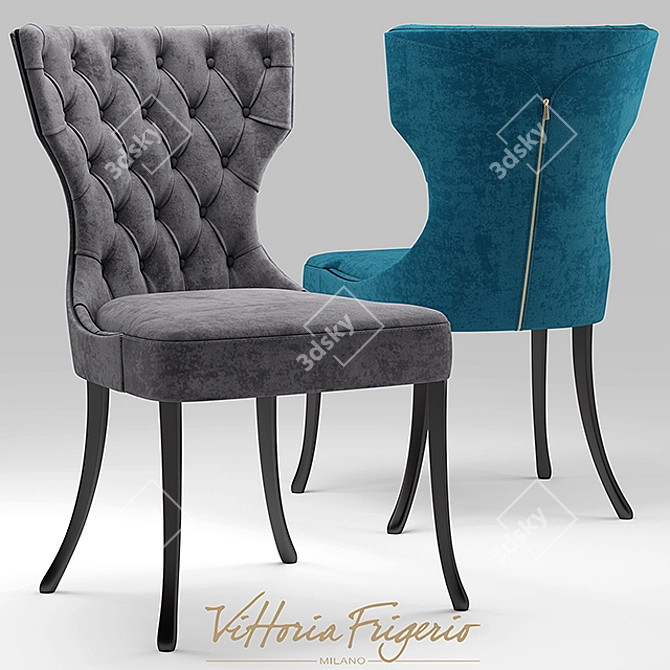 Elegant Capitonne Chair 3D model image 2