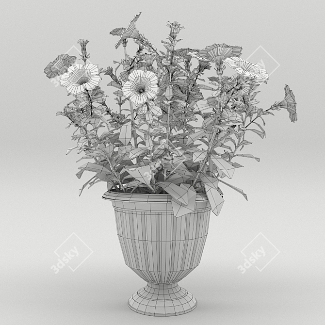 Petunia Flower Pot: Stunning Terrace & Balcony Decor! 3D model image 3