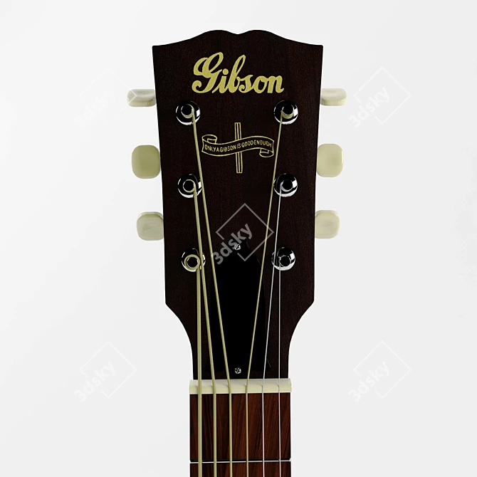 Vintage Sunburst Gibson J-45 Acoustic Guitar 3D model image 3