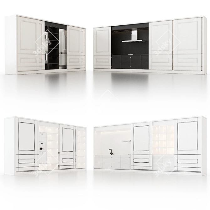 Gaggenau Equipped Modern Kitchen 3D model image 1