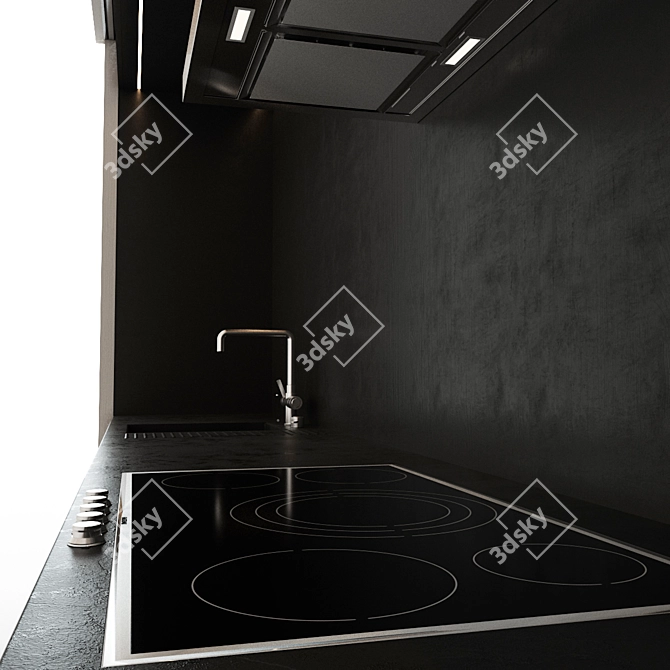 Gaggenau Equipped Modern Kitchen 3D model image 2