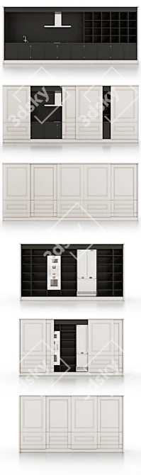 Gaggenau Equipped Modern Kitchen 3D model image 3