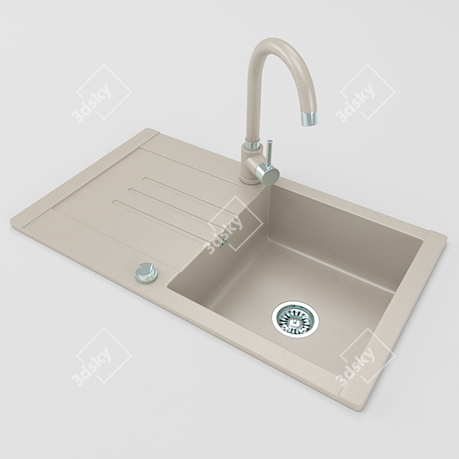 Stainless Steel Kitchen Sink 3D model image 1