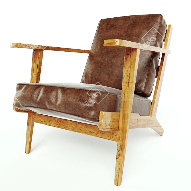 Luxury Walnut Armchair 3D model image 1