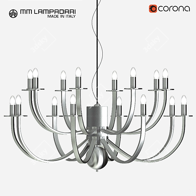 Modern Chandelier with 16 Metal Arms 3D model image 1