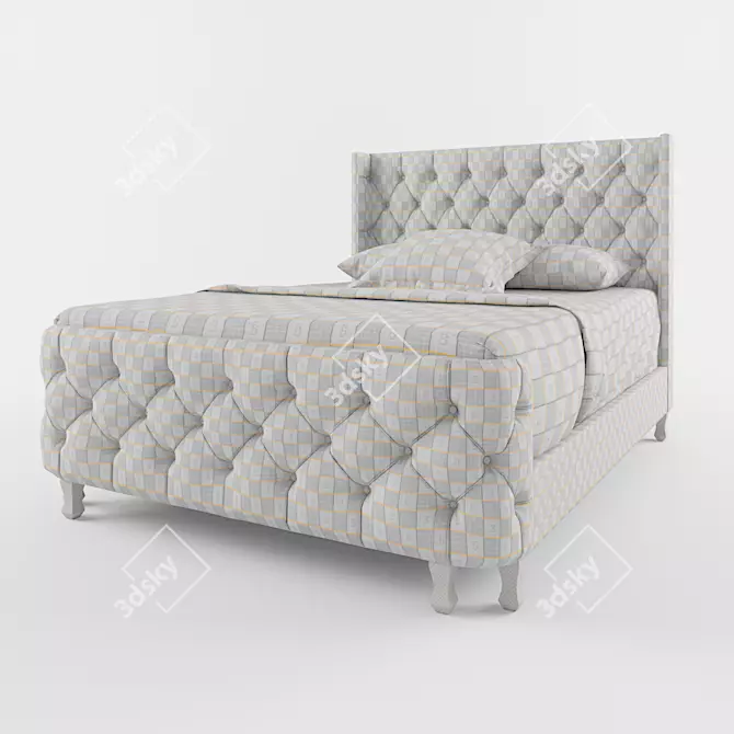 Ipswich Beige Linen Platform Bed 3D model image 2