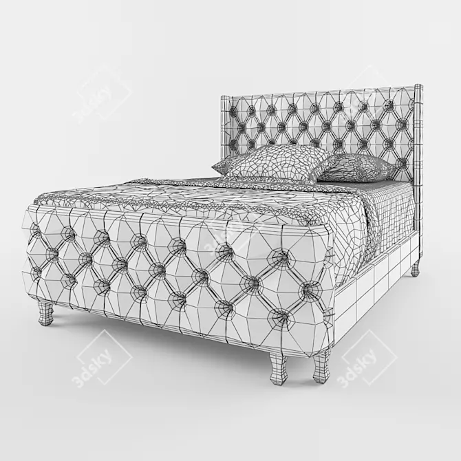 Ipswich Beige Linen Platform Bed 3D model image 3