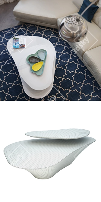 Modern Atollo Twin Coffee Table 3D model image 3