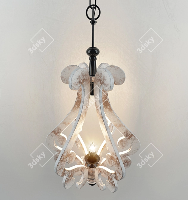 Antique Patina Wooden Designer Lamp 3D model image 1