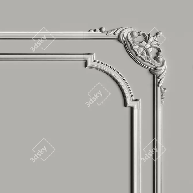 Elegance Mirror: Handcrafted Decorative Design 3D model image 2