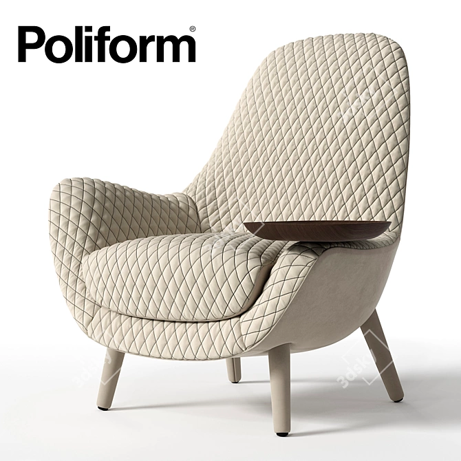 Poliform Mad King Chair with Writing Desk 3D model image 1