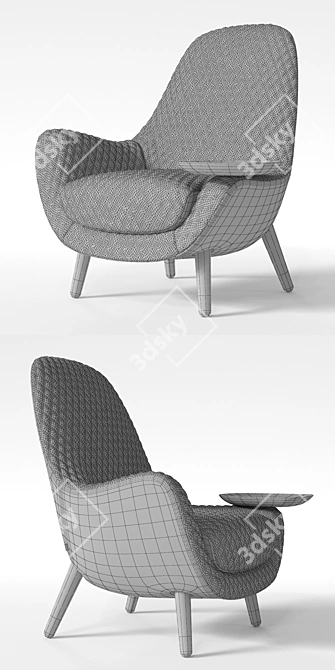 Poliform Mad King Chair with Writing Desk 3D model image 3