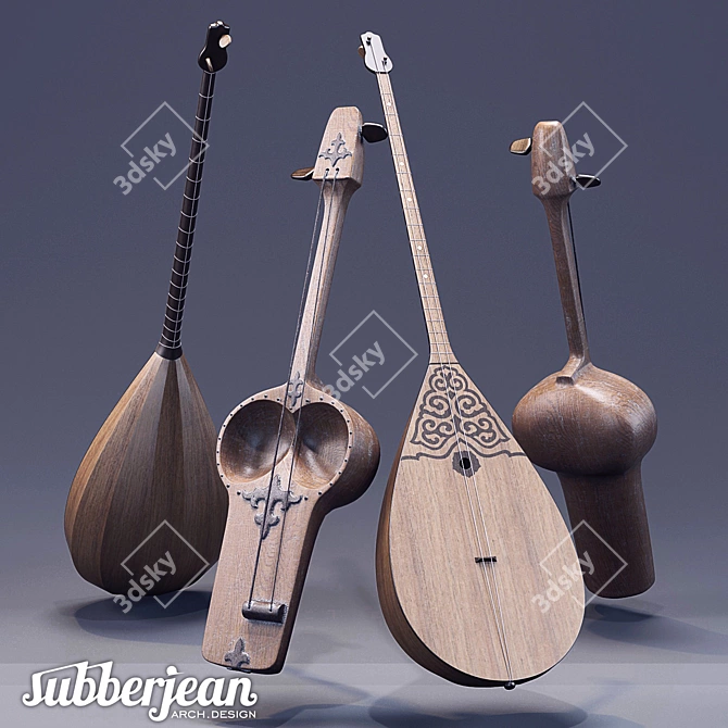 Title: Kazakh Melody Masters: Dombra & Kobyz 3D model image 1