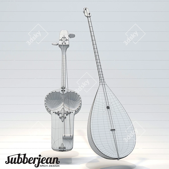 Title: Kazakh Melody Masters: Dombra & Kobyz 3D model image 3