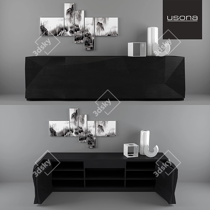 Modern Usona Sideboard: Sleek Design, Folding Doors 3D model image 1