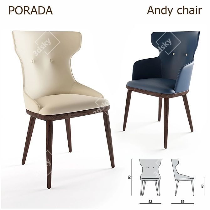 Sleek and Sophisticated: Porada Andy Chair 3D model image 1