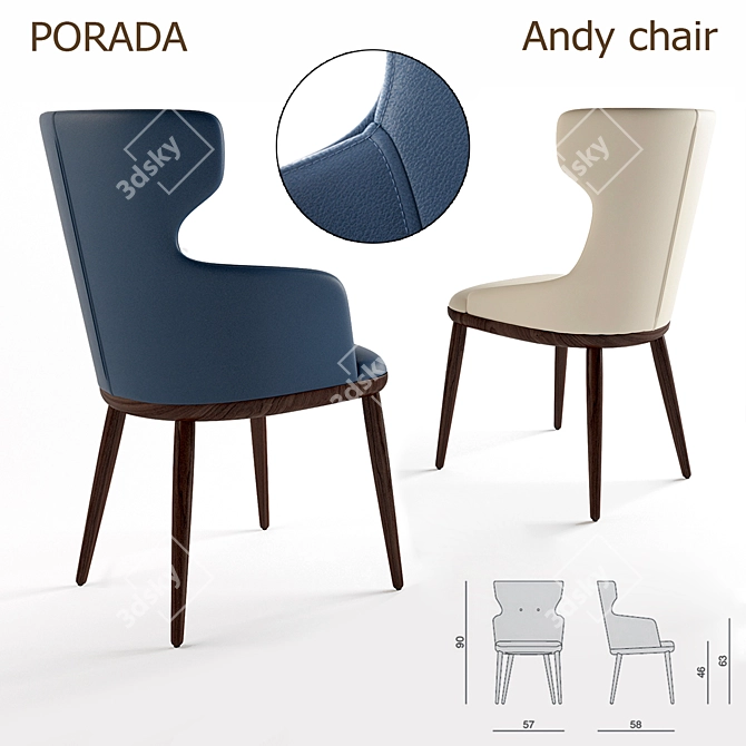 Sleek and Sophisticated: Porada Andy Chair 3D model image 2