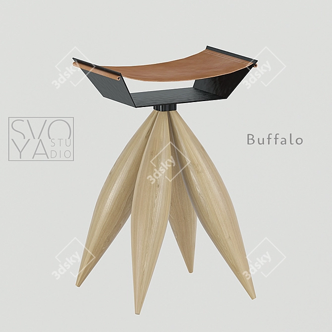 Buffalo Leather Barstool: Sleek and Stylish 3D model image 1