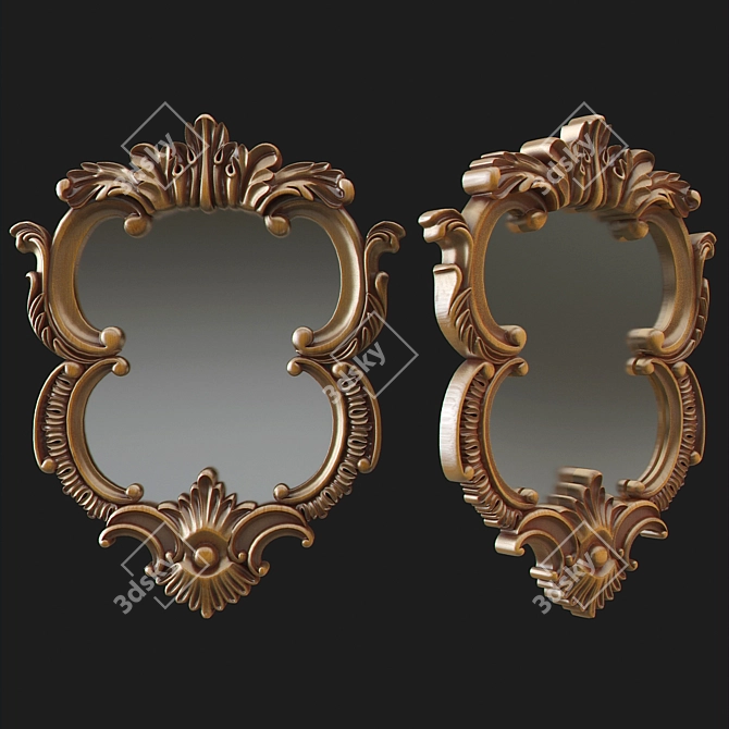 Classic Oak Carved Mirror 3D model image 1