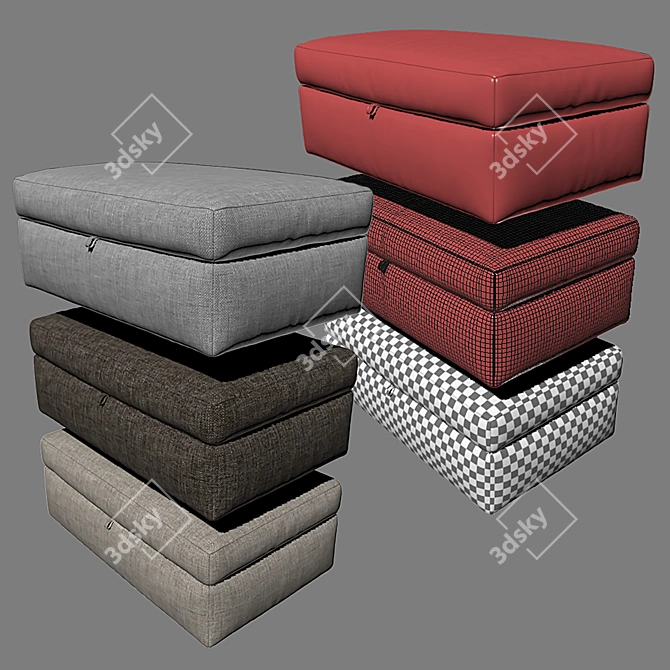 Stylish Lounge II Storage Ottoman 3D model image 3