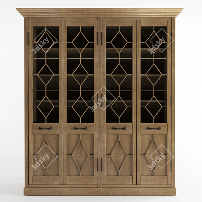 Georgian Fretwork Buffet: Handcrafted Elegance 3D model image 1